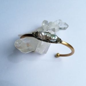 Brass Cuffs with natural stones,  handmade USA